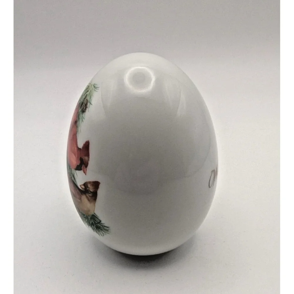 Vintage 1984 Avon Porcelain Egg Cardinals Bird Winter Sparkles with Bold Beauty